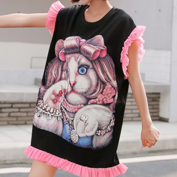 Rare  Cat Long Loose T-Shirt. - Picture 2 of 10